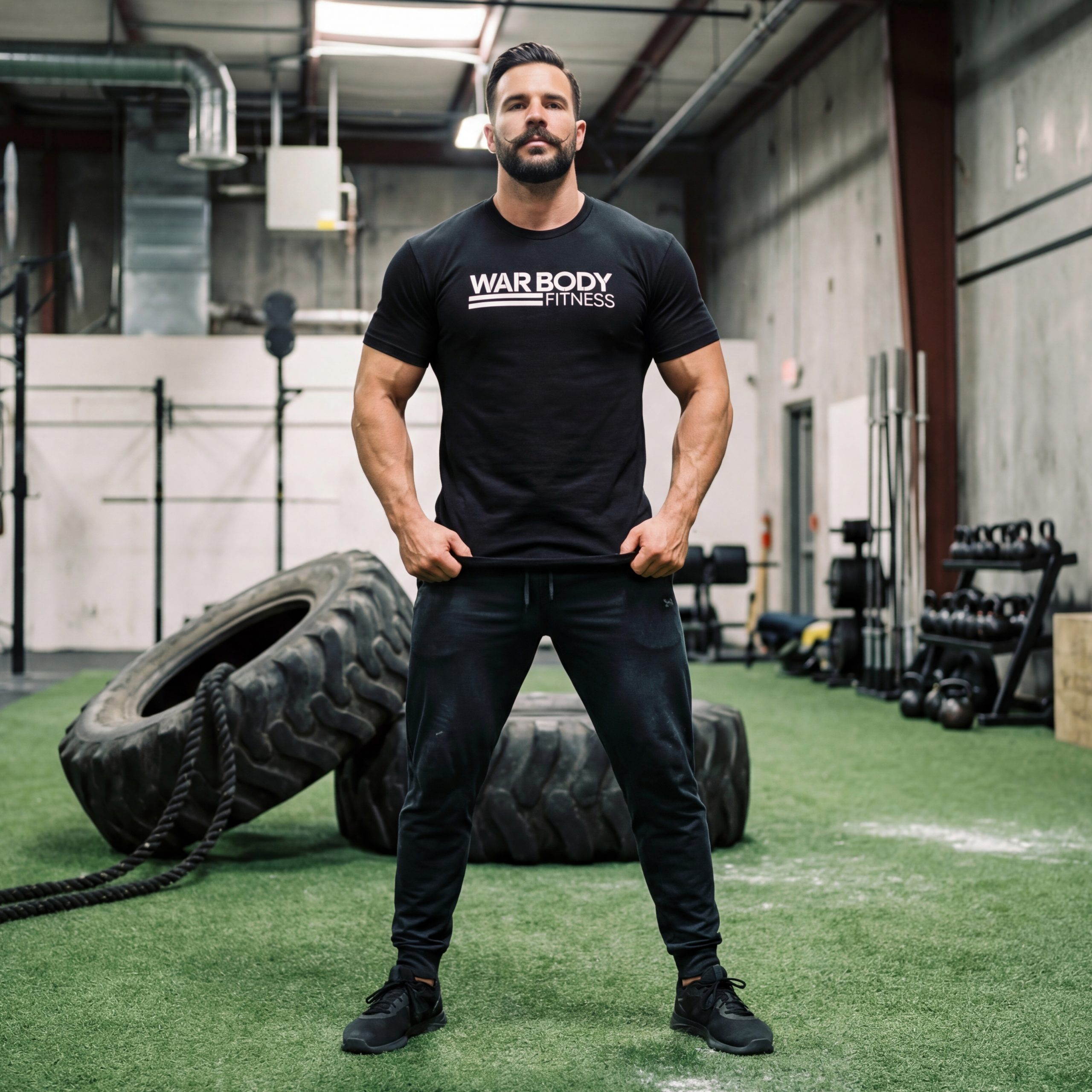 war-body-fitness-man-standing-in-black-logo-shirt